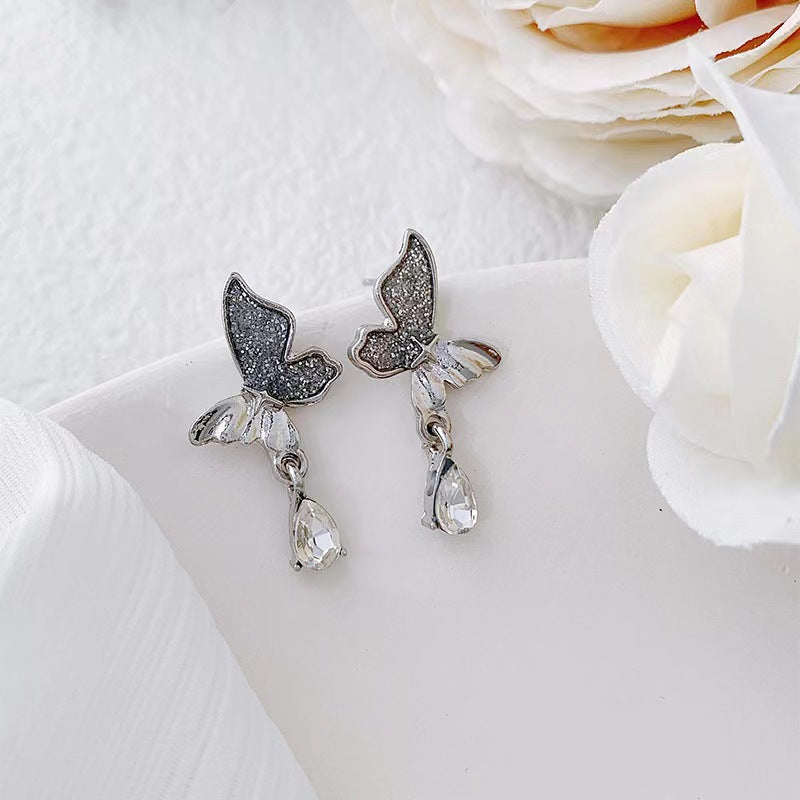 1 Pair Simple Style Butterfly Inlay Copper Rhinestones Drop Earrings