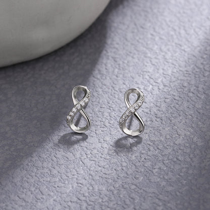 1 Pair Elegant Infinity Plating Inlay Sterling Silver Zircon Earrings