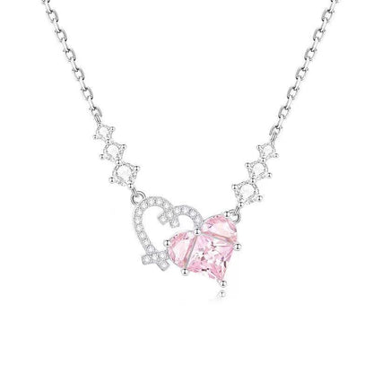 Fairy Style Heart Shape White Copper Zircon Pendant Necklace In Bulk