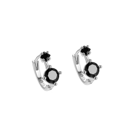 1 Pair Elegant Solid Color Plating Inlay Sterling Silver Zircon Earrings