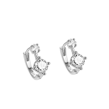 1 Pair Elegant Solid Color Plating Inlay Sterling Silver Zircon Earrings