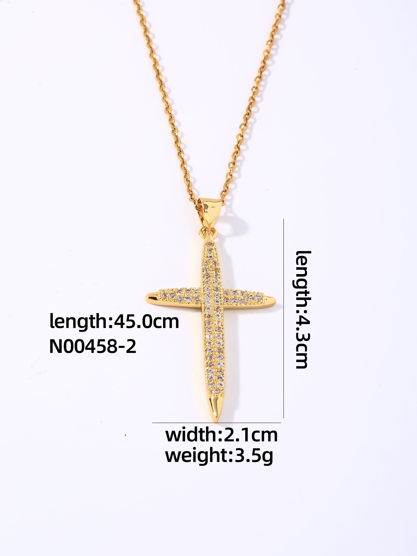 Hip-hop Vintage Style Simple Style Cross Stainless Steel Plating Inlay Zircon Gold Plated Pendant Necklace