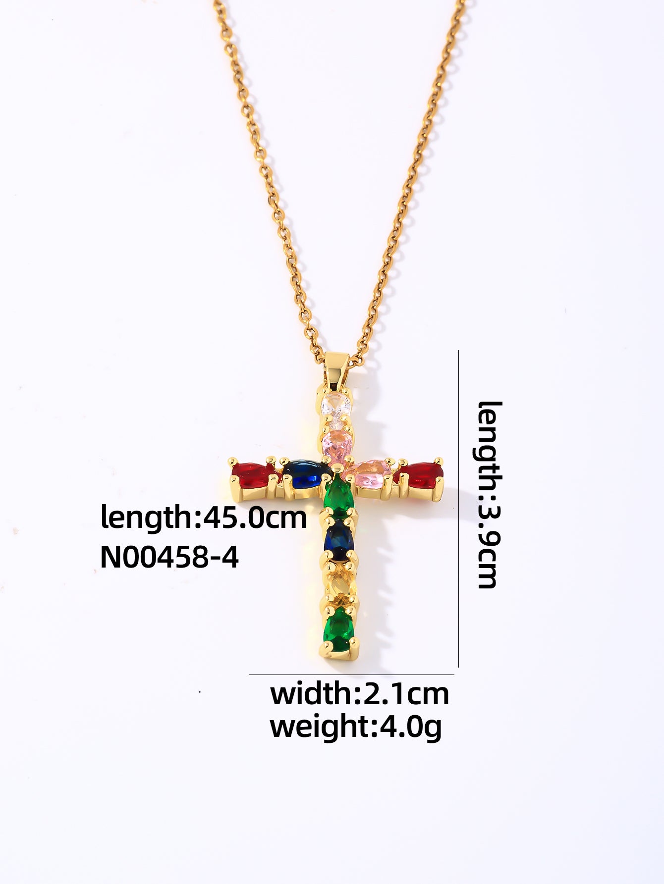 Hip-hop Vintage Style Simple Style Cross Stainless Steel Plating Inlay Zircon Gold Plated Pendant Necklace