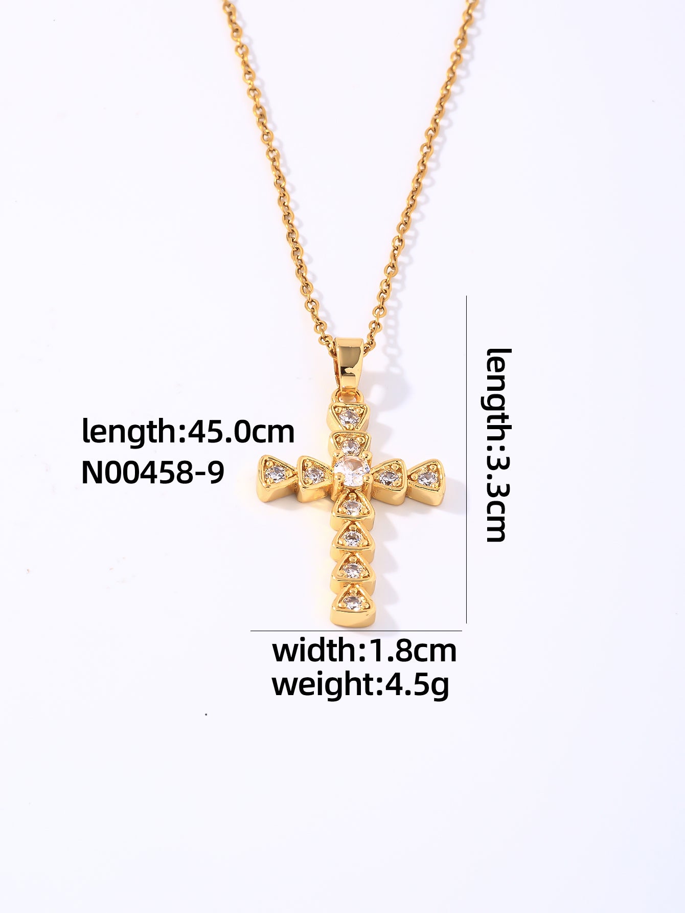 Hip-hop Vintage Style Simple Style Cross Stainless Steel Plating Inlay Zircon Gold Plated Pendant Necklace