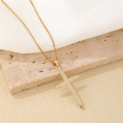 Hip-hop Vintage Style Simple Style Cross Stainless Steel Plating Inlay Zircon Gold Plated Pendant Necklace