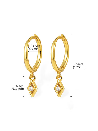 1 Pair Elegant Solid Color Plating Inlay Sterling Silver Zircon Drop Earrings