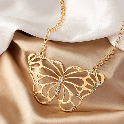 Simple Style Classic Style Butterfly Ferroalloy Zinc Alloy Plating Inlay Zircon 14k Gold Plated Women's Pendant Necklace