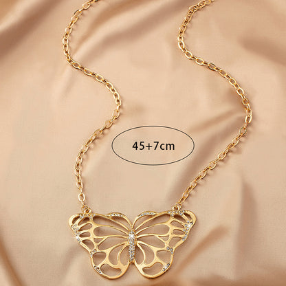 Simple Style Classic Style Butterfly Ferroalloy Zinc Alloy Plating Inlay Zircon 14k Gold Plated Women's Pendant Necklace