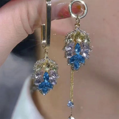 1 Pair Elegant Lady Geometric Plating Inlay Alloy Zircon Drop Earrings