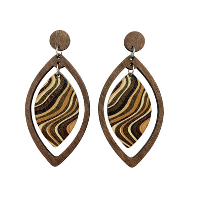 1 Pair Retro Zebra Water Droplets Leopard Wood Drop Earrings