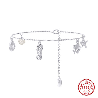 Classic Style Starfish Hippocampus Sterling Silver Plating Chain Shell Zircon 14k Gold Plated White Gold Plated Silver Plated Bracelets