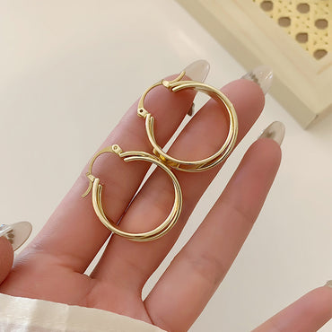 1 Pair Elegant Simple Style Geometric Alloy Gold Plated Earrings