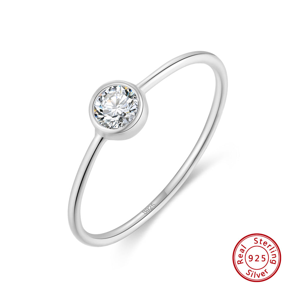 Modern Style Simple Style Classic Style Circle Sterling Silver Polishing Plating Zircon 14k Gold Plated White Gold Plated Silver Plated Rings