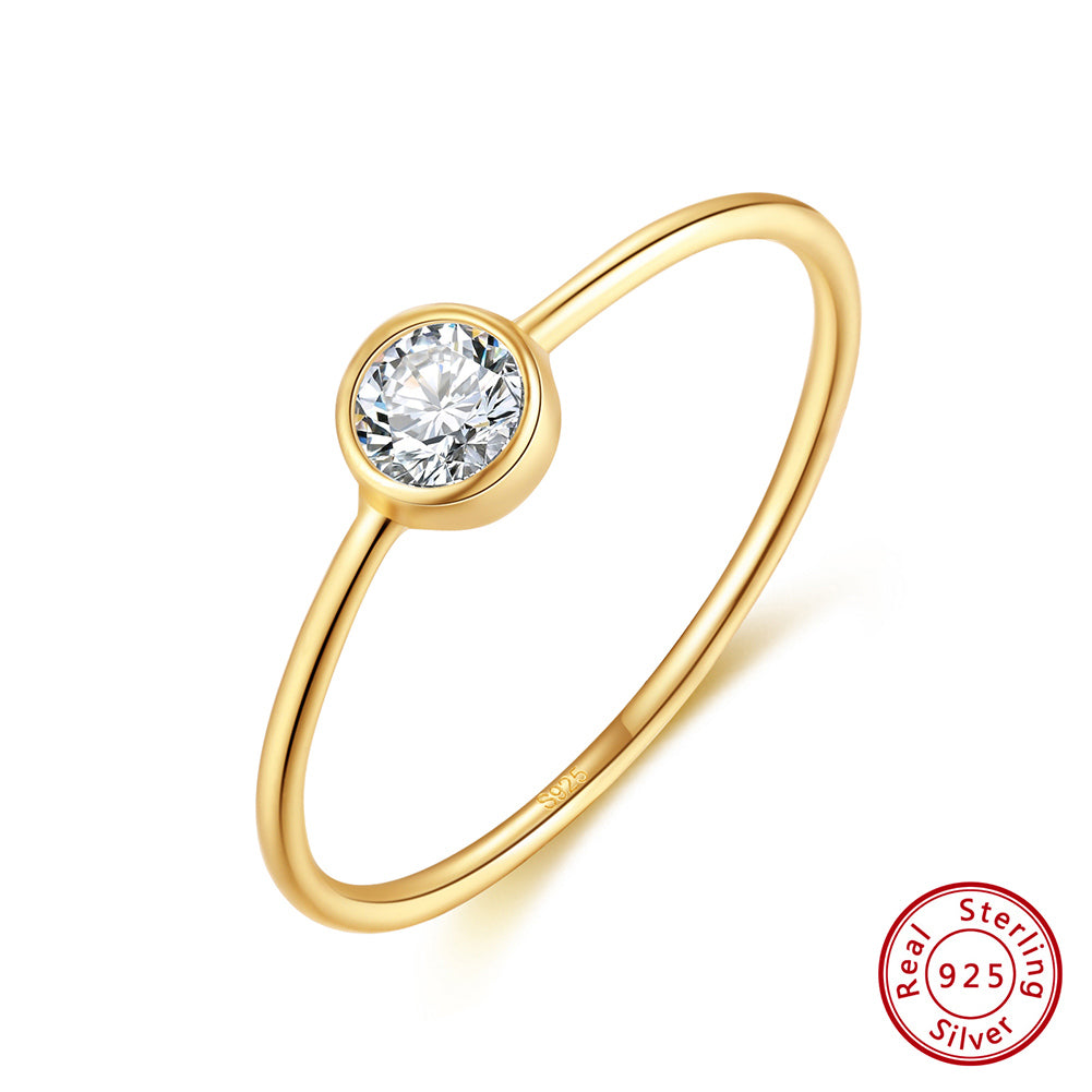 Modern Style Simple Style Classic Style Circle Sterling Silver Polishing Plating Zircon 14k Gold Plated White Gold Plated Silver Plated Rings