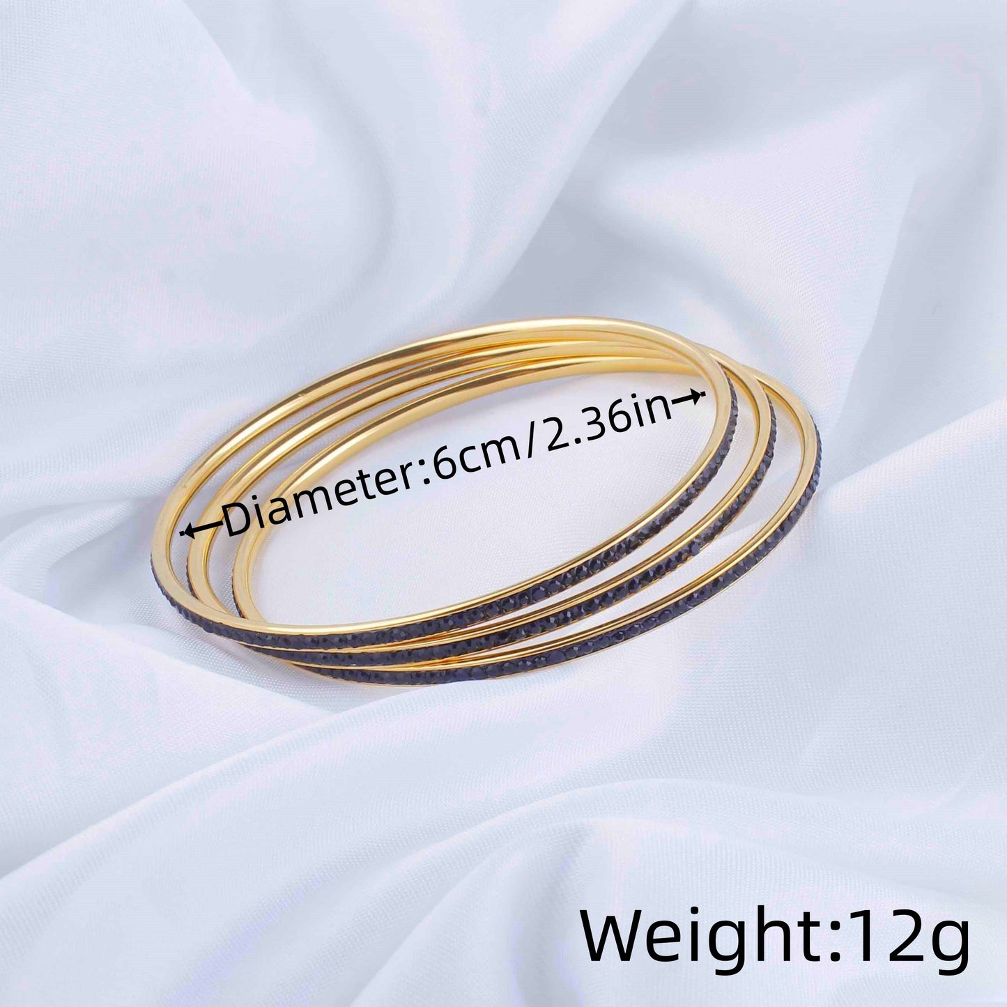 Wholesale Casual Classic Style Geometric Solid Color Stainless Steel Plating Inlay Gold Plated Rhinestones Bangle