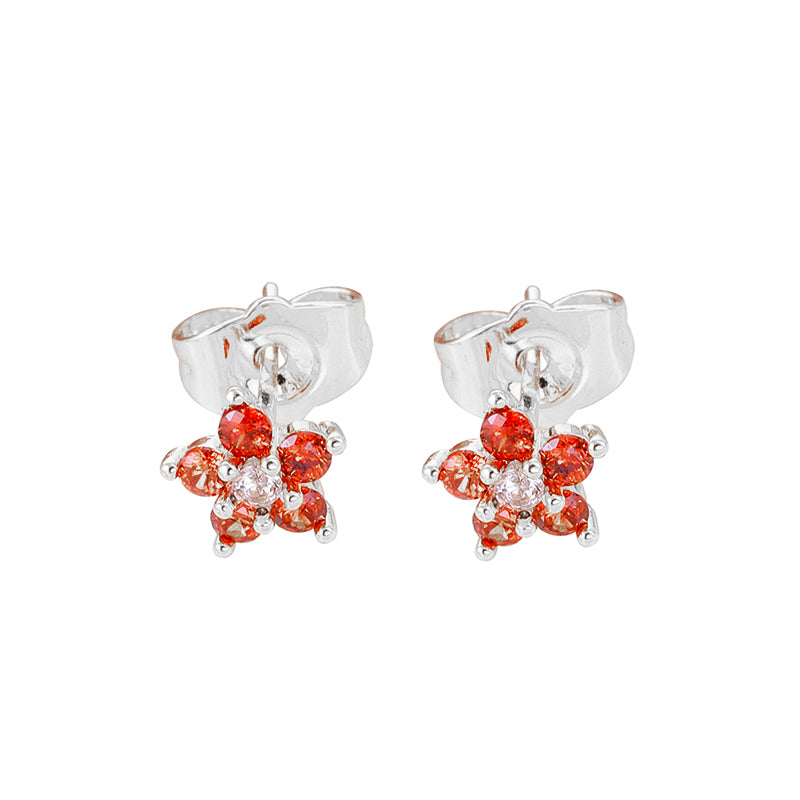 1 Pair Simple Style Flower Plating Inlay Copper Zircon White Gold Plated Gold Plated Ear Studs