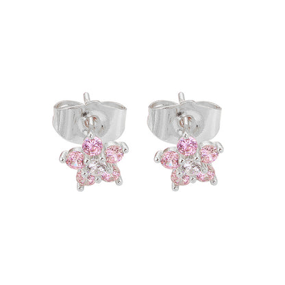 1 Pair Simple Style Flower Plating Inlay Copper Zircon White Gold Plated Gold Plated Ear Studs