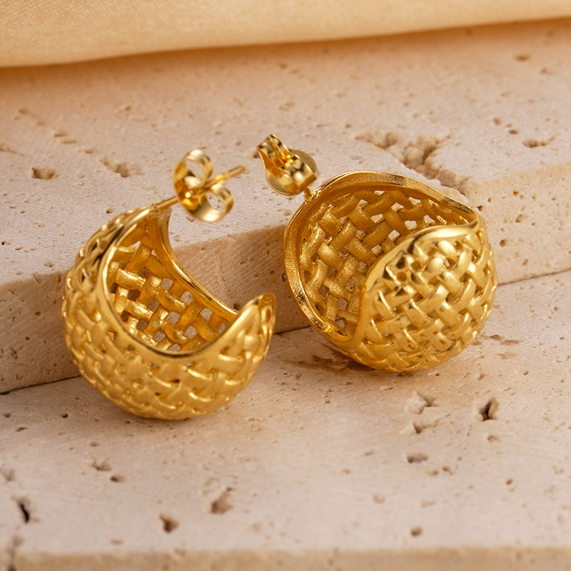 1 Pair Casual Modern Style Classic Style C Shape Plating Inlay Stainless Steel Zircon Gold Plated Ear Studs