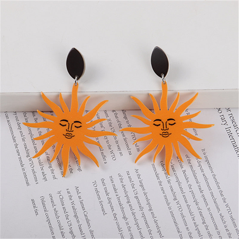 1 Pair Simple Style Sun Printing Arylic Drop Earrings