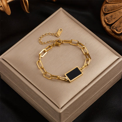 Retro Solid Color Titanium Steel Plating Chain 18k Gold Plated Bracelets