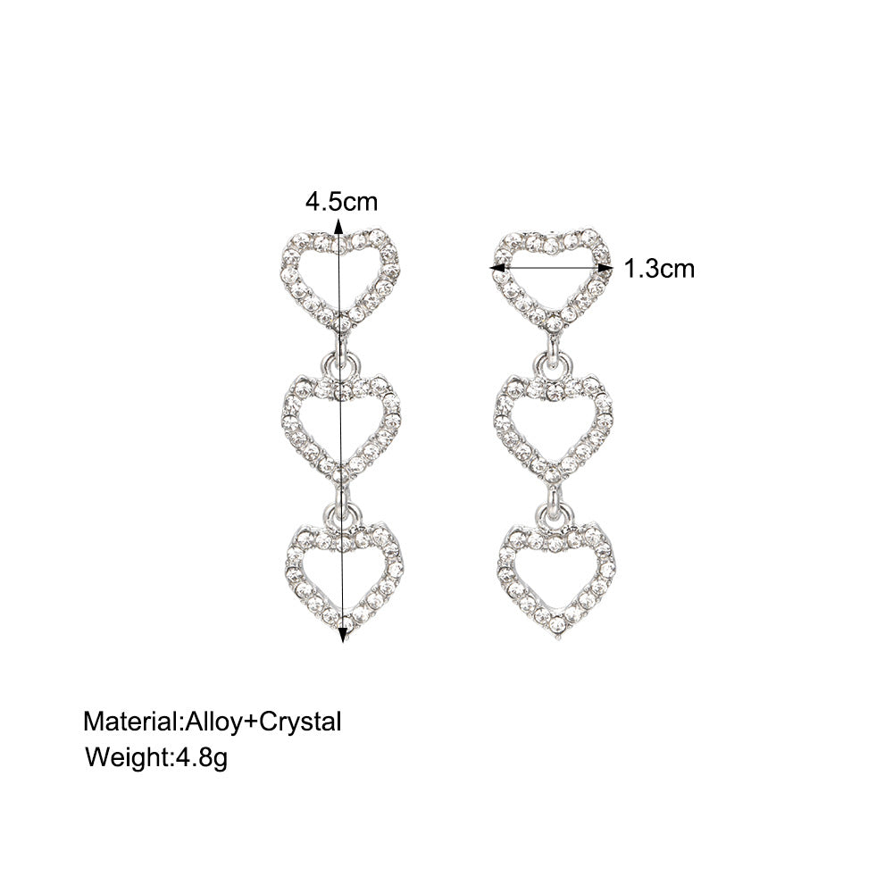 1 Pair Simple Style Heart Shape Inlay Alloy Zircon Drop Earrings