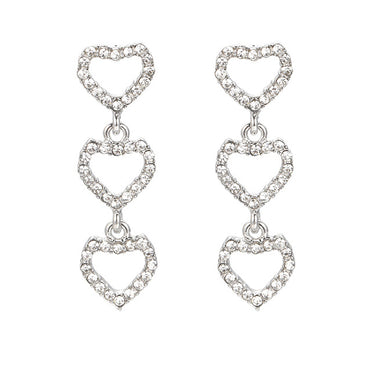 1 Pair Simple Style Heart Shape Inlay Alloy Zircon Drop Earrings