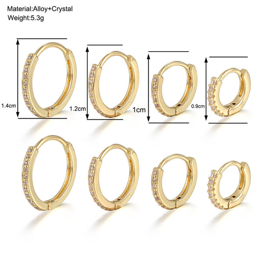 1 Set Simple Style Solid Color Inlay Alloy Rhinestones Earrings