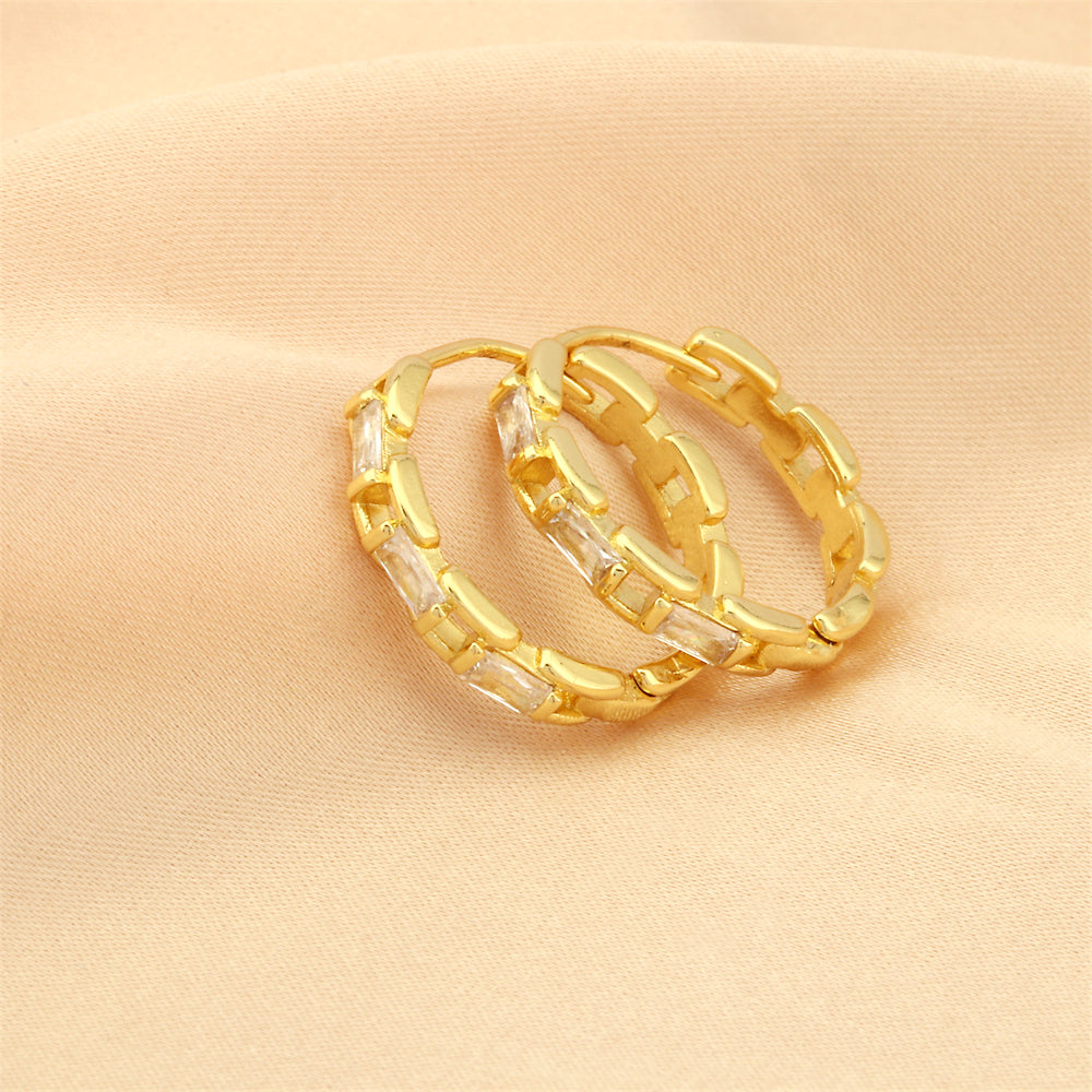 1 Pair Retro Simple Style Circle Plating Inlay Copper Zircon 18k Gold Plated Hoop Earrings