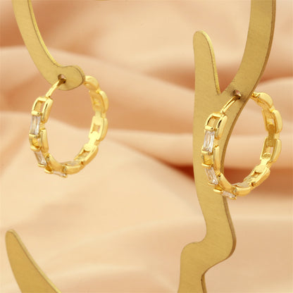 1 Pair Retro Simple Style Circle Plating Inlay Copper Zircon 18k Gold Plated Hoop Earrings