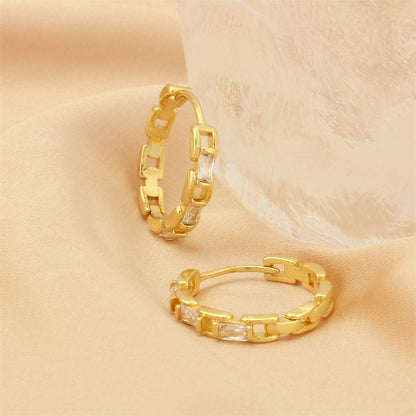 1 Pair Retro Simple Style Circle Plating Inlay Copper Zircon 18k Gold Plated Hoop Earrings