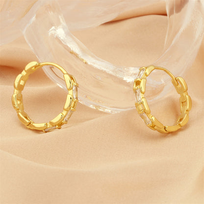 1 Pair Retro Simple Style Circle Plating Inlay Copper Zircon 18k Gold Plated Hoop Earrings