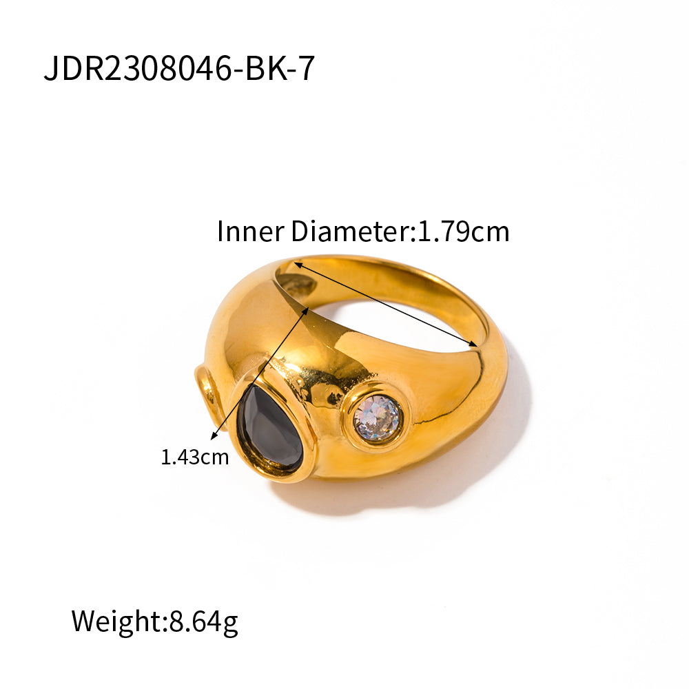 Simple Style Classic Style Heart Shape Stainless Steel Plating Inlay Rhinestones 18k Gold Plated Rings