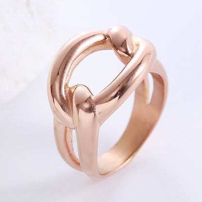 Elegant Luxurious Solid Color Stainless Steel Plating 18k Gold Plated Rose Gold Plated Rings