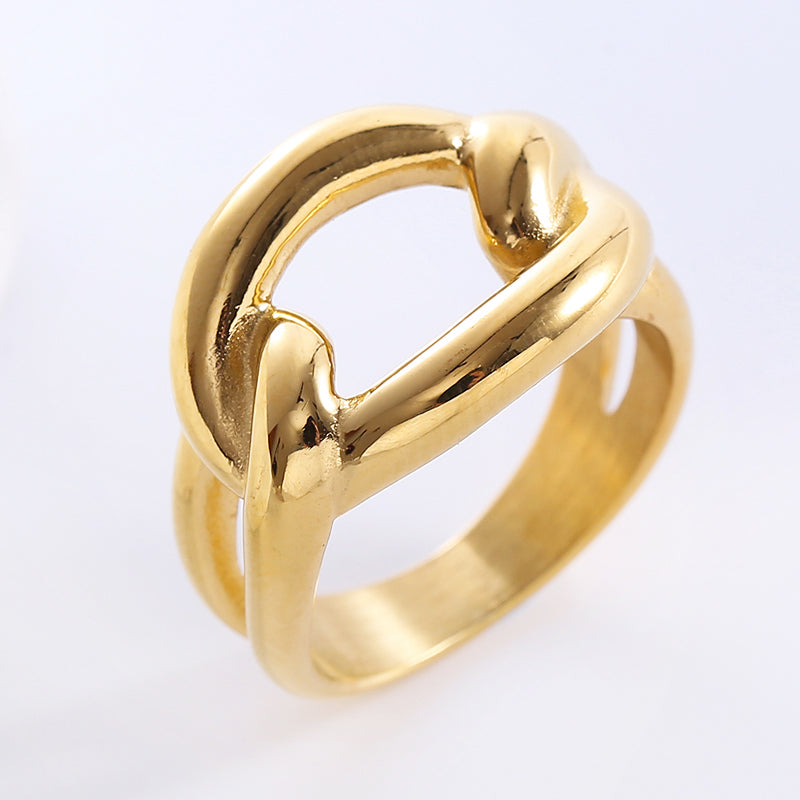 Elegant Luxurious Solid Color Stainless Steel Plating 18k Gold Plated Rose Gold Plated Rings