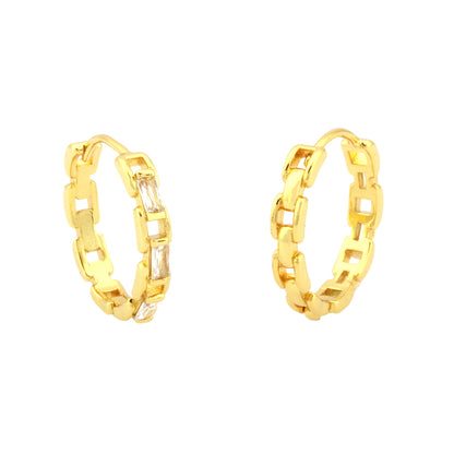 1 Pair Retro Simple Style Circle Plating Inlay Copper Zircon 18k Gold Plated Hoop Earrings