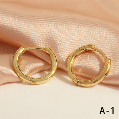 1 Pair Simple Style U Shape Round Plating Copper 18k Gold Plated Hoop Earrings