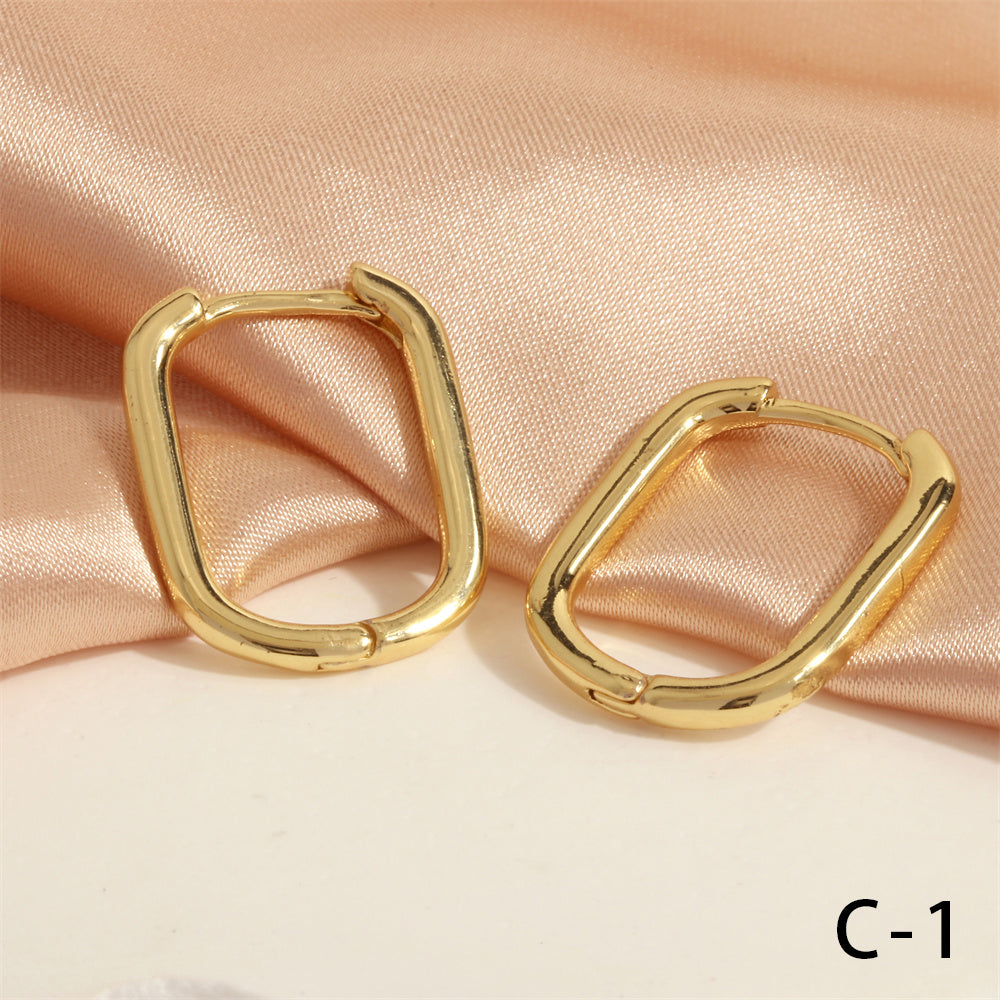 1 Pair Simple Style U Shape Round Plating Copper 18k Gold Plated Hoop Earrings