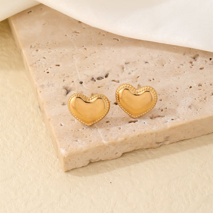 1 Pair Cute Simple Style Heart Shape Polishing Plating Stainless Steel White Gold Plated Gold Plated Ear Studs