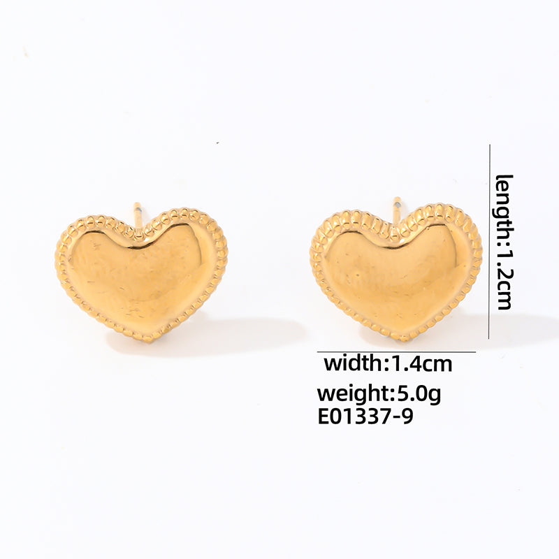 1 Pair Cute Simple Style Heart Shape Polishing Plating Stainless Steel White Gold Plated Gold Plated Ear Studs