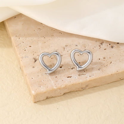 1 Pair Cute Simple Style Heart Shape Polishing Plating Stainless Steel White Gold Plated Gold Plated Ear Studs