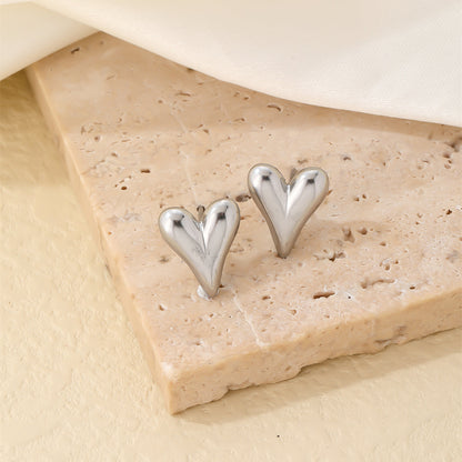 1 Pair Cute Simple Style Heart Shape Polishing Plating Stainless Steel White Gold Plated Gold Plated Ear Studs