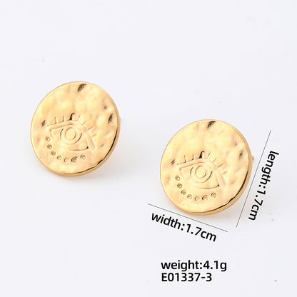 1 Pair Hip-hop Vintage Style Simple Style Round Polishing Plating Stainless Steel White Gold Plated Silver Plated Ear Studs