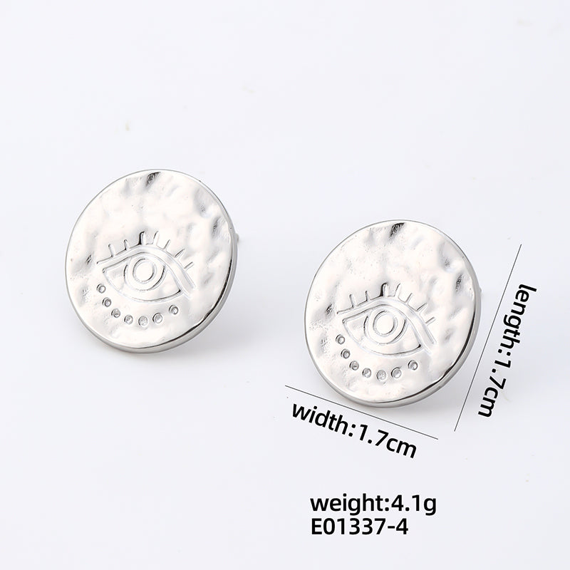 1 Pair Hip-hop Vintage Style Simple Style Round Polishing Plating Stainless Steel White Gold Plated Silver Plated Ear Studs