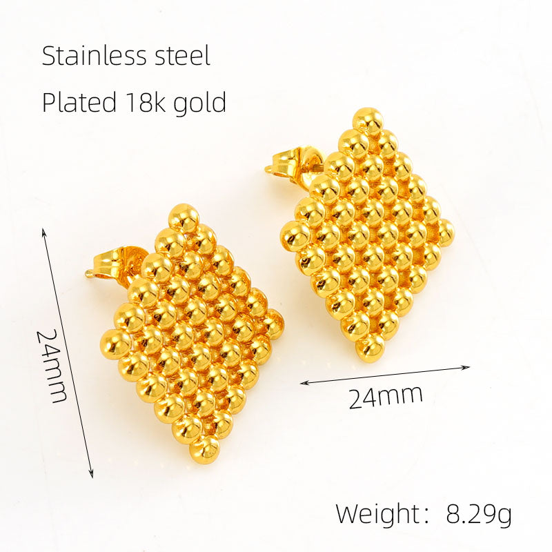 1 Pair Elegant Solid Color Plating Stainless Steel Gold Plated Ear Studs