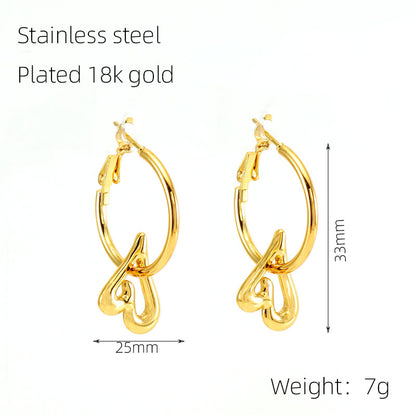 1 Pair Elegant Solid Color Plating Stainless Steel Gold Plated Earrings