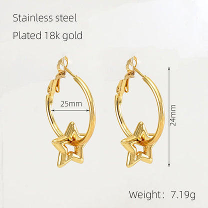 1 Pair Elegant Solid Color Plating Stainless Steel Gold Plated Earrings