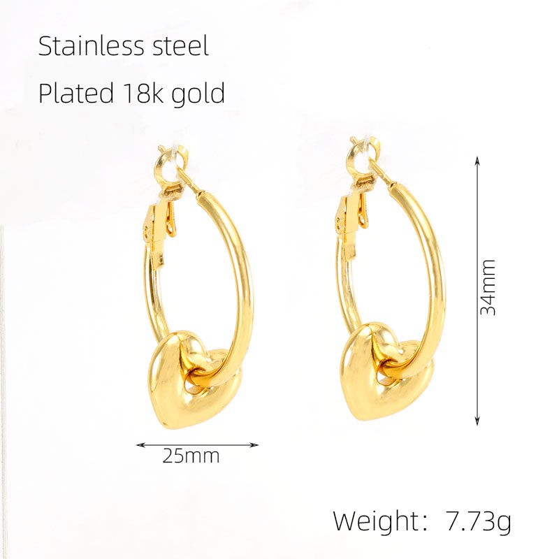 1 Pair Elegant Solid Color Plating Stainless Steel Gold Plated Earrings