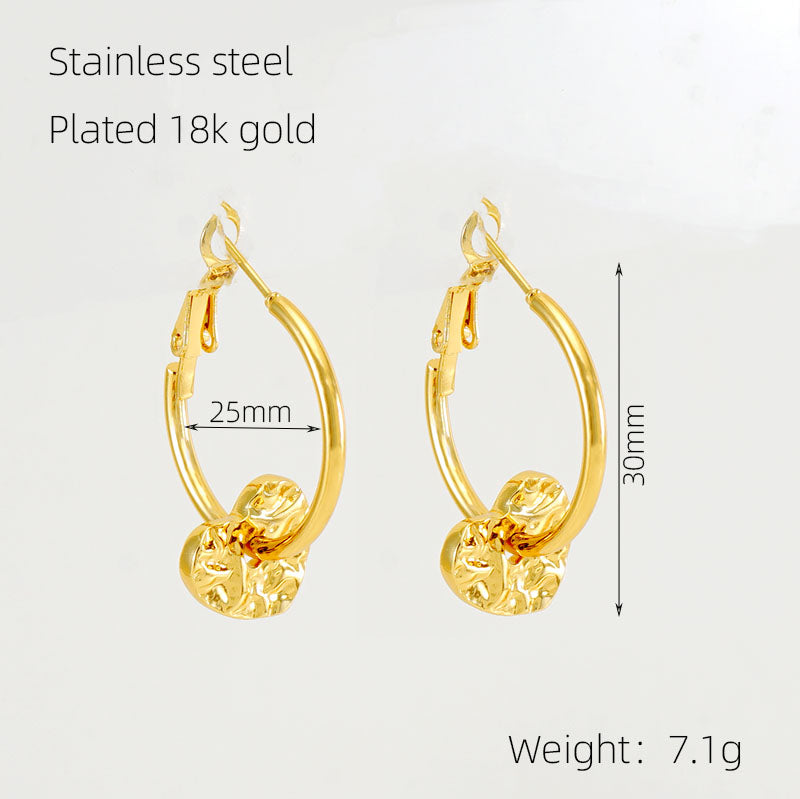 1 Pair Elegant Solid Color Plating Stainless Steel Gold Plated Earrings