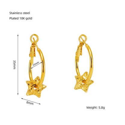 1 Pair Elegant Solid Color Plating Stainless Steel Gold Plated Earrings