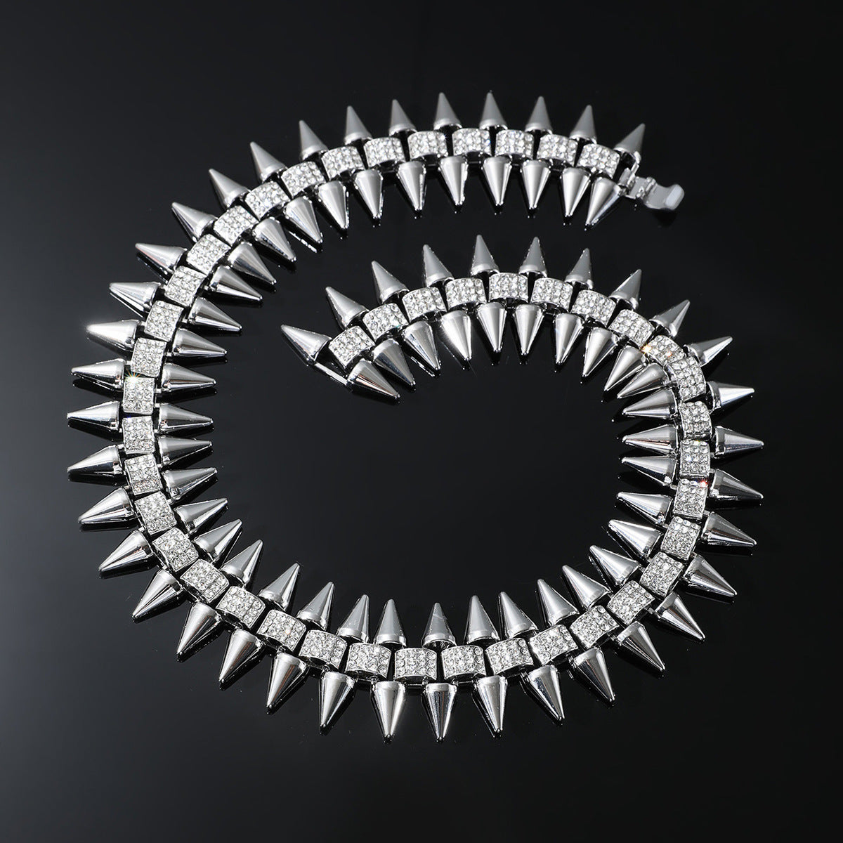 Hip-hop Geometric Alloy Rivet Inlay Zircon Men's Bracelets Necklace